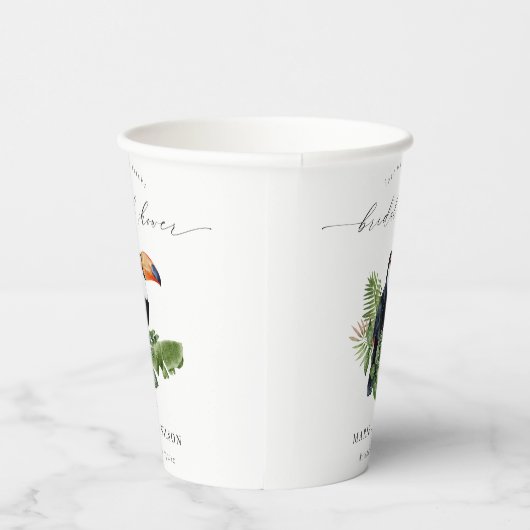 トロピカルエレガントレインフォレストトゥカンブライダルシャワー 紙コップ (右)