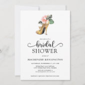 トロピカルエレガント金ゴールドグラムヒールブライダルシャワー 招待状 (正面)