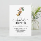 トロピカルエレガント金ゴールドグラムヒールブライダルシャワー 招待状 (スタンド正面)