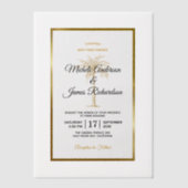 トロピカルエレガント金ゴールドパームツリービーチ結婚式 ベラム紙招待状 (正面)