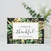 トロピカルエレガント金ゴールド&ブラックウェディングシャワー サンキューカード (スタンド正面)