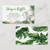 トロピカルエレファントボーイ赤ちゃんシャワーおむつラッフル エンクロージャーカード (正面/裏面)