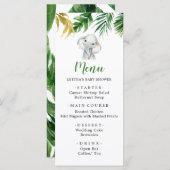 トロピカルエレファントボーイ赤ちゃんシャワーメニューサイン メニュー (正面/裏面)