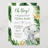 トロピカルエレファントボーイ赤ちゃんシャワー招待状 招待状 (正面/裏面)