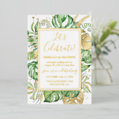 トロピカルエロペメントウェディングレセプションパーティー 箔招待状 (立ち正面)