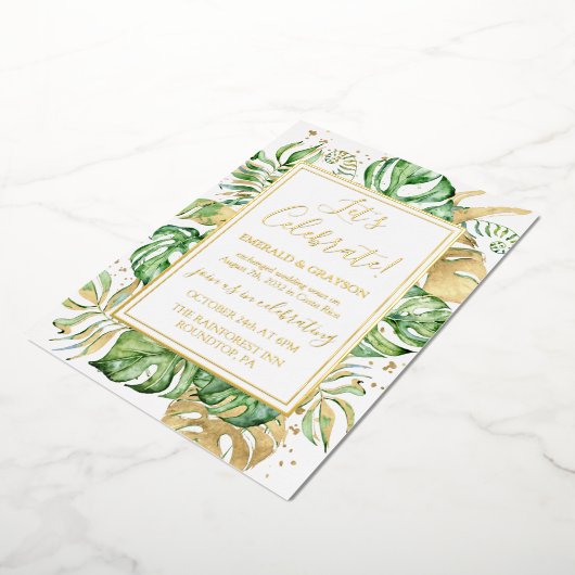 トロピカルエロープメントウェディングレセプション 箔招待状 (回転した状態)