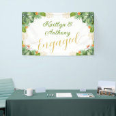 トロピカルエンゲージメントパーティー 水彩パーム フローラル 横断幕 (トレードショー)