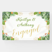 トロピカルエンゲージメントパーティー 水彩パーム フローラル 横断幕 (横)