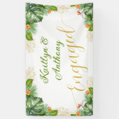 トロピカルエンゲージメントパーティー 水彩パーム フローラル 横断幕 (縦)