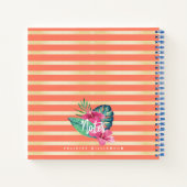 トロピカルオアシスウォーターカラーパーム&ハイビスカスフローラ ノートブック (裏面)