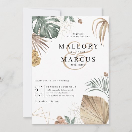 トロピカルオアシスパンパスアイラ結婚ンド 招待状 (正面)