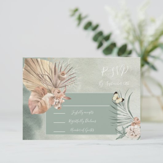 トロピカルオアシスパームリーフ応答カードRSVP 出欠カード (スタンド正面)