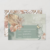 トロピカルオアシスパームリーフ応答カードRSVP 出欠カード (正面/裏面)