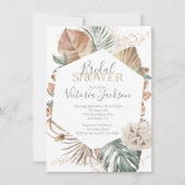 トロピカルオアシスパームリーフ金ゴールドブライダルシャワー 招待状 (正面)