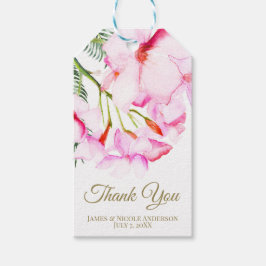 トロピカルオアシスピンクグリーンハワイアンブライダルシャワー ギフトタグ