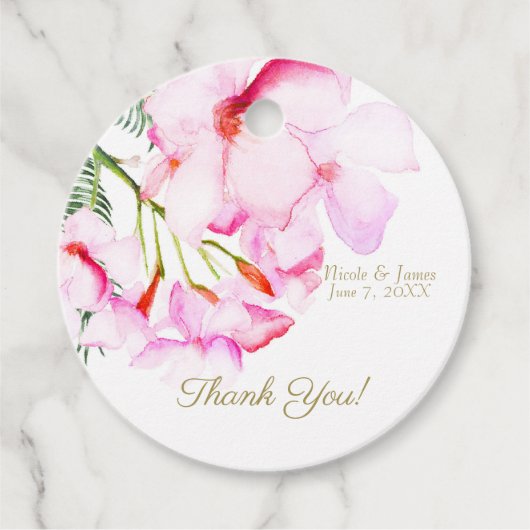 トロピカルオアシスピンクグリーンハワイアンブライダルシャワー フェイバータグ (正面)