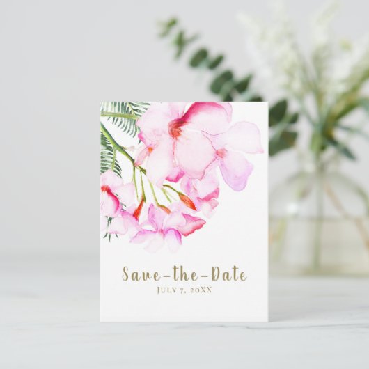 トロピカルオアシスピンクグリーンハワイアン保存日 案内ポストカード (スタンド正面)