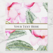 トロピカルオアシスピンクグリーンハワイアン結婚フローラ ワインラベル (シングルラベル)