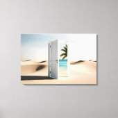 トロピカルオアシス付きオープンデザートドア キャンバスプリント (正面)