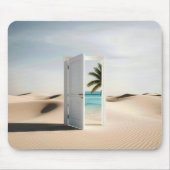 トロピカルオアシス付きオープンデザートドア マウスパッド (正面)