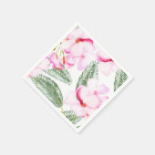 トロピカルオアシス ピンクグリーン ハワイアン ブライズシャワー スタンダードカクテルナプキン (角)
