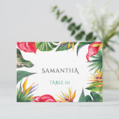 トロピカルオアシス フラワー ウェディングエスコートカード サンキューカード (スタンド正面)