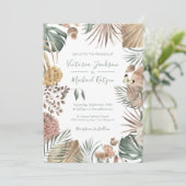 トロピカルオアシス 現代のヤシの葉 ウェディング招待状 招待状 (スタンド正面)