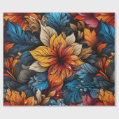 トロピカルオアシス：緑豊かな葉とハイビスカス ラッピングペーパー (フラット)