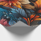 トロピカルオアシス：緑豊かな葉とハイビスカス ラッピングペーパー (角)