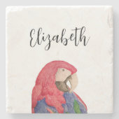 トロピカルオウムスケッチカラフルマコー ストーンコースター (正面)