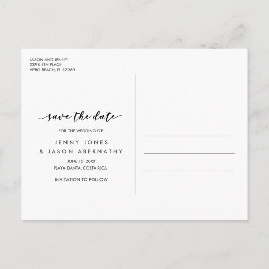 トロピカルオウムビーチ結婚式日付を保存 案内ポストカード (裏面)