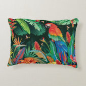 トロピカルオウム：エキゾチックなフローラ背景。 アクセントクッション (裏面)