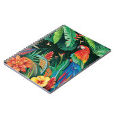 トロピカルオウム：エキゾチックなフローラ背景。 ノートブック (左側)