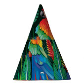 トロピカルオウム：エキゾチックなフローラ背景。 パーティーハット (右)