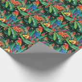 トロピカルオウム:エキゾチックなフローラ背景。 ラッピングペーパー (角)