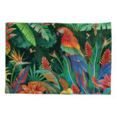 トロピカルオウム：エキゾチックなフローラ背景。 枕カバー (裏面)