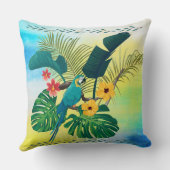 トロピカルオウム、花模様葉装飾用クッション クッション (裏面)