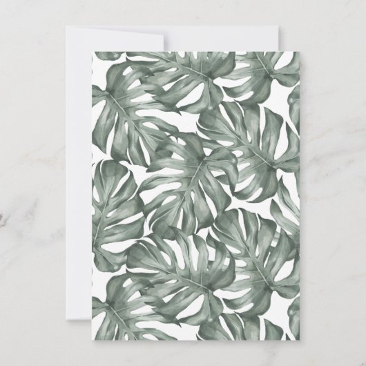 トロピカルオモダンアシスパームリース結婚ズ 招待状 (裏面)