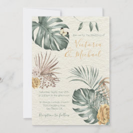 トロピカルオモダンアシスパームリーフ結婚式招待状 招待状