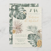 トロピカルオモダンアシスパームリーフ結婚式招待状 招待状 (正面/裏面)