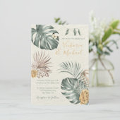 トロピカルオモダンアシスパームリーフ結婚式招待状 招待状 (スタンド正面)