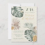 トロピカルオモダンアシスパームリーフ結婚式招待状 招待状 (正面)