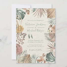 トロピカルオモダンアシスパームリーフ結婚式招待状 招待状