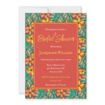 トロピカルオレンジとイエローのフラワーブライダルシャワー