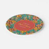 トロピカルオレンジとイエローフローラブライダルシャワー ペーパープレート (アングル)