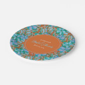 トロピカルオレンジとブルーのフローラブライダルシャワー ペーパープレート (アングル)