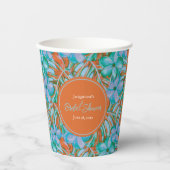 トロピカルオレンジとブルーのフローラブライダルシャワー 紙コップ (正面)