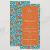 トロピカルオレンジとブルーのフローラ結婚のメニュー メニュー (正面/裏面)