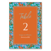 トロピカルオレンジとブルーのフローラ結婚ズ テーブルナンバー (裏面)