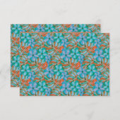 トロピカルオレンジとブルーのフローラ結婚ズ 出欠カード (正面/裏面)
